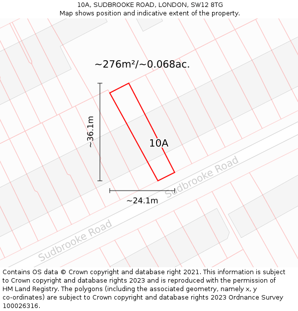 10A, SUDBROOKE ROAD, LONDON, SW12 8TG: Plot and title map
