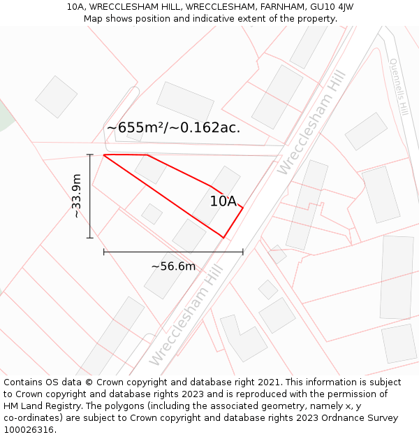 10A, WRECCLESHAM HILL, WRECCLESHAM, FARNHAM, GU10 4JW: Plot and title map