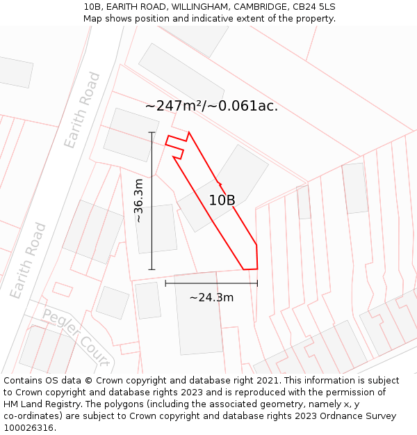 10B, EARITH ROAD, WILLINGHAM, CAMBRIDGE, CB24 5LS: Plot and title map
