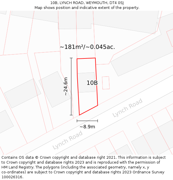 10B, LYNCH ROAD, WEYMOUTH, DT4 0SJ: Plot and title map
