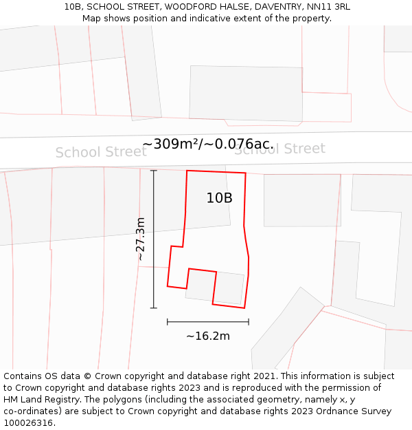 10B, SCHOOL STREET, WOODFORD HALSE, DAVENTRY, NN11 3RL: Plot and title map