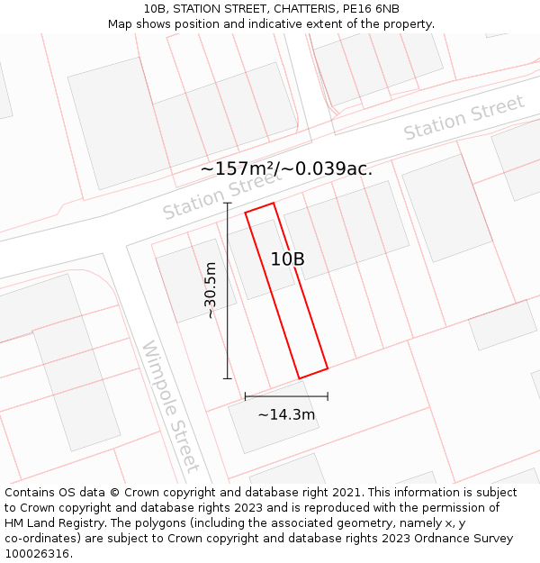 10B, STATION STREET, CHATTERIS, PE16 6NB: Plot and title map