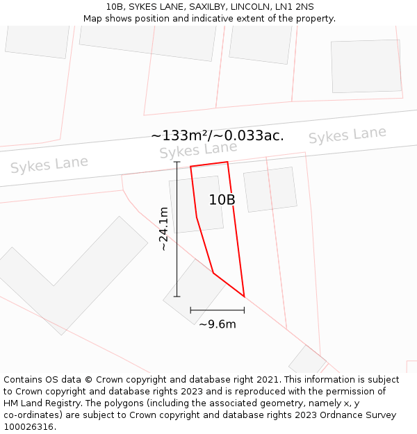 10B, SYKES LANE, SAXILBY, LINCOLN, LN1 2NS: Plot and title map