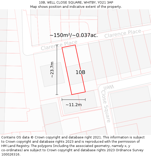10B, WELL CLOSE SQUARE, WHITBY, YO21 3AP: Plot and title map