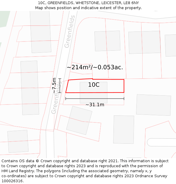 10C, GREENFIELDS, WHETSTONE, LEICESTER, LE8 6NY: Plot and title map