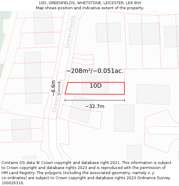 10D, GREENFIELDS, WHETSTONE, LEICESTER, LE8 6NY: Plot and title map