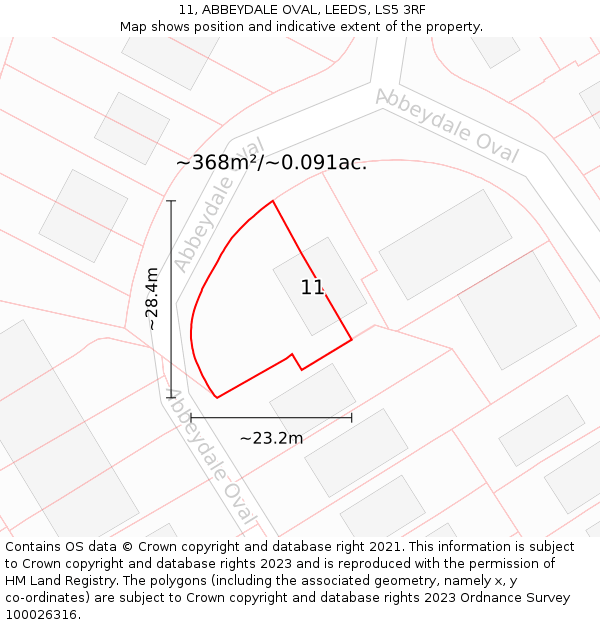 11, ABBEYDALE OVAL, LEEDS, LS5 3RF: Plot and title map