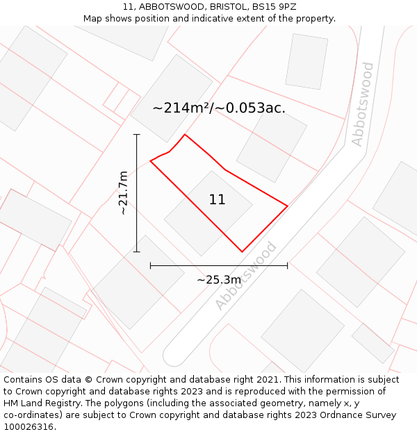 11, ABBOTSWOOD, BRISTOL, BS15 9PZ: Plot and title map