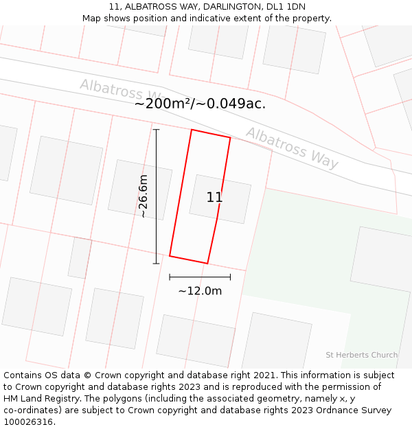 11, ALBATROSS WAY, DARLINGTON, DL1 1DN: Plot and title map