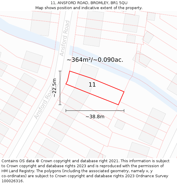 11, ANSFORD ROAD, BROMLEY, BR1 5QU: Plot and title map