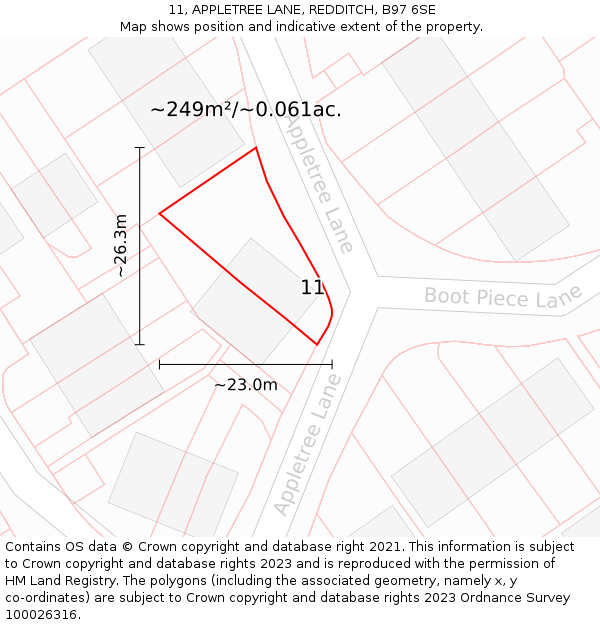 11, APPLETREE LANE, REDDITCH, B97 6SE: Plot and title map