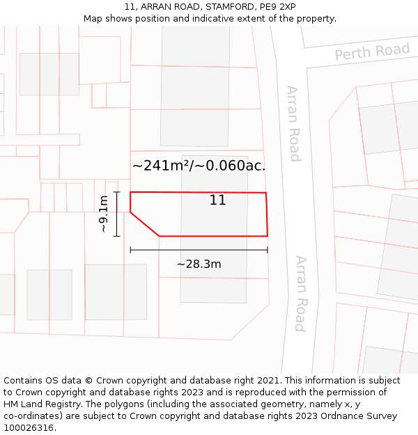11, ARRAN ROAD, STAMFORD, PE9 2XP: Plot and title map