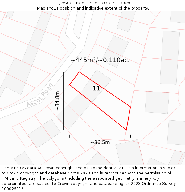 11, ASCOT ROAD, STAFFORD, ST17 0AG: Plot and title map