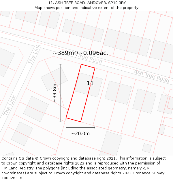 11, ASH TREE ROAD, ANDOVER, SP10 3BY: Plot and title map