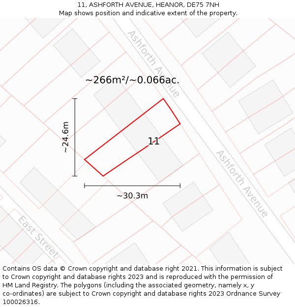 11, ASHFORTH AVENUE, HEANOR, DE75 7NH: Plot and title map