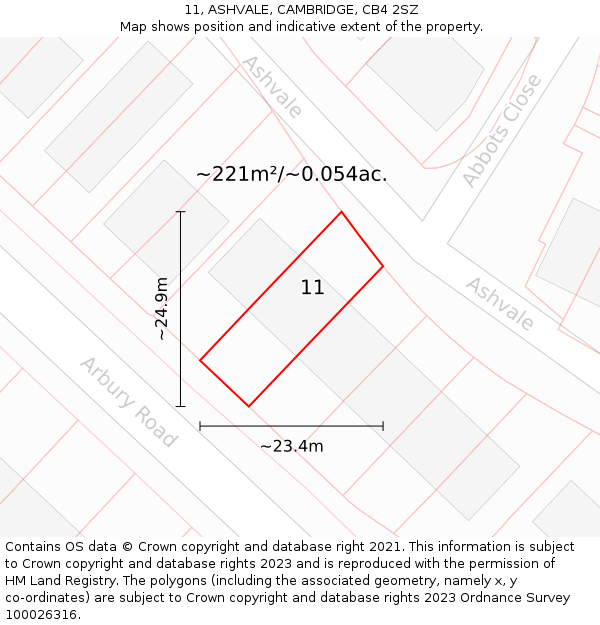 11, ASHVALE, CAMBRIDGE, CB4 2SZ: Plot and title map