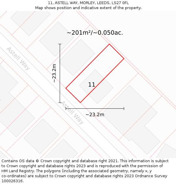 11, ASTELL WAY, MORLEY, LEEDS, LS27 0FL: Plot and title map