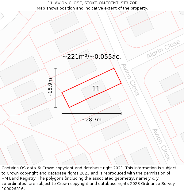 11, AVION CLOSE, STOKE-ON-TRENT, ST3 7QP: Plot and title map