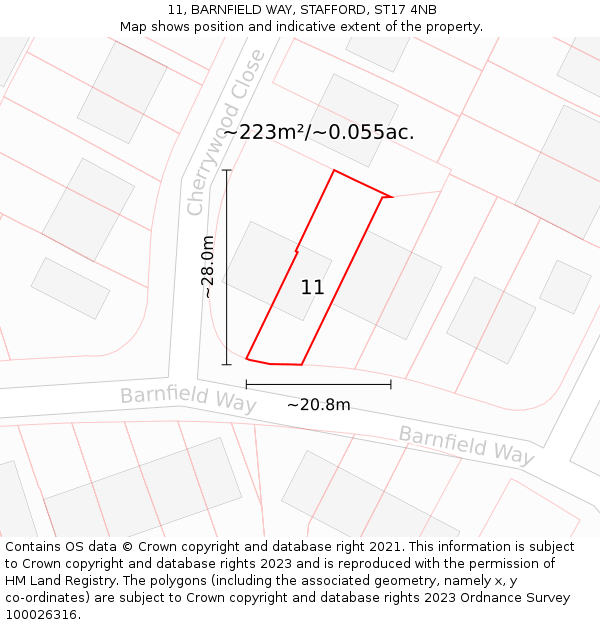 11, BARNFIELD WAY, STAFFORD, ST17 4NB: Plot and title map