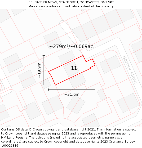11, BARRIER MEWS, STAINFORTH, DONCASTER, DN7 5PT: Plot and title map