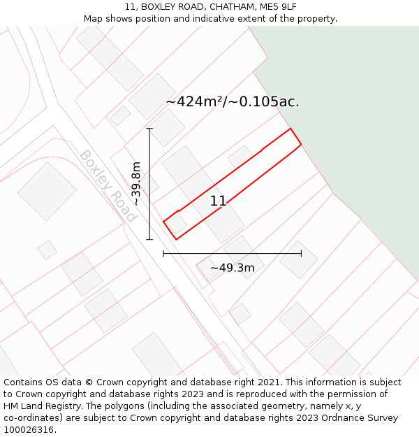 11, BOXLEY ROAD, CHATHAM, ME5 9LF: Plot and title map