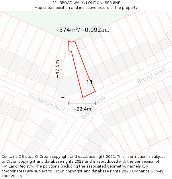 11, BROAD WALK, LONDON, SE3 8NE: Plot and title map