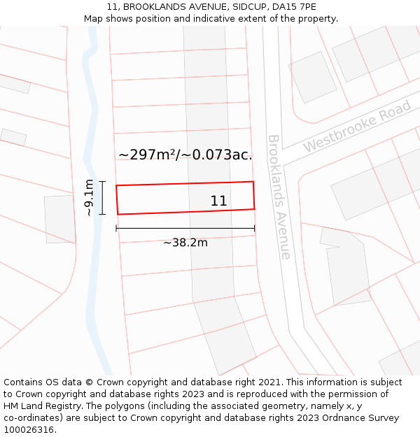 11, BROOKLANDS AVENUE, SIDCUP, DA15 7PE: Plot and title map