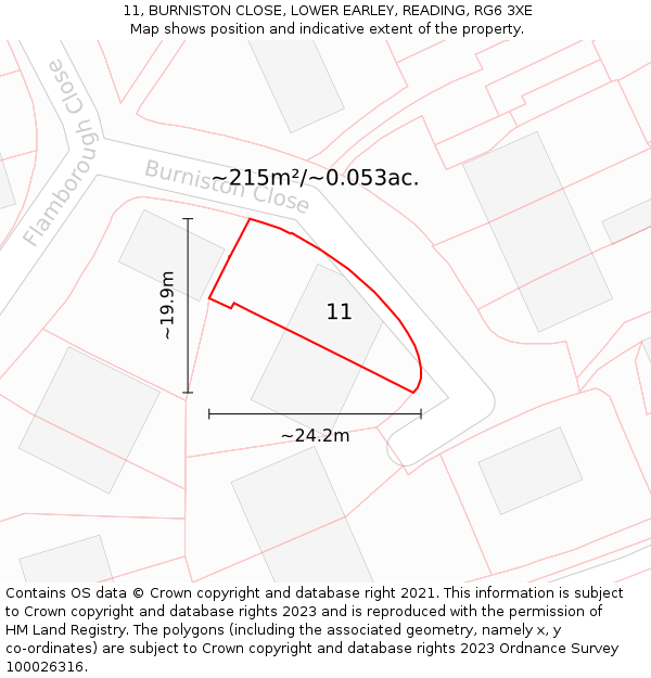 11, BURNISTON CLOSE, LOWER EARLEY, READING, RG6 3XE: Plot and title map