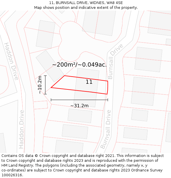 11, BURNSALL DRIVE, WIDNES, WA8 4SE: Plot and title map