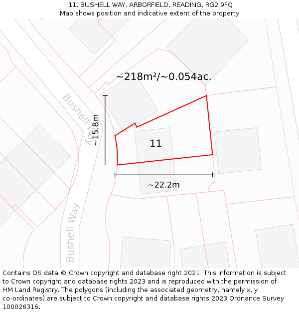 11, BUSHELL WAY, ARBORFIELD, READING, RG2 9FQ: Plot and title map