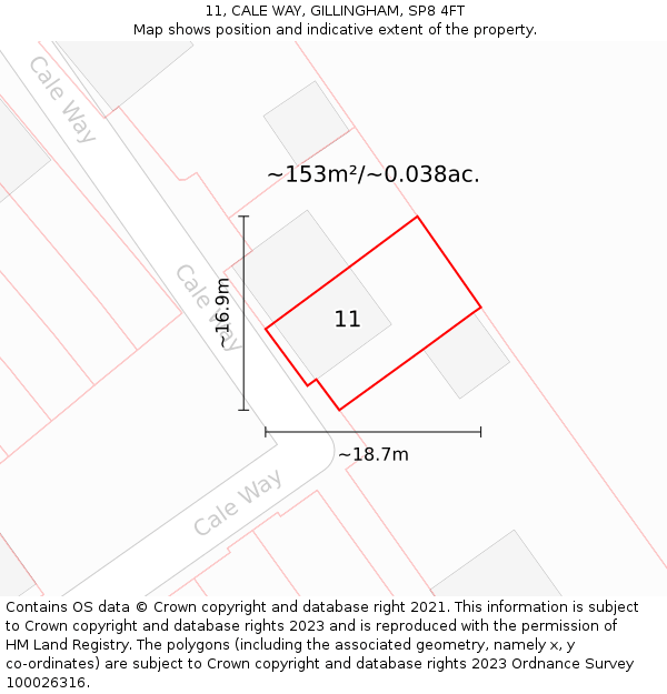 11, CALE WAY, GILLINGHAM, SP8 4FT: Plot and title map