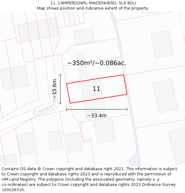 11, CAMPERDOWN, MAIDENHEAD, SL6 8DU: Plot and title map