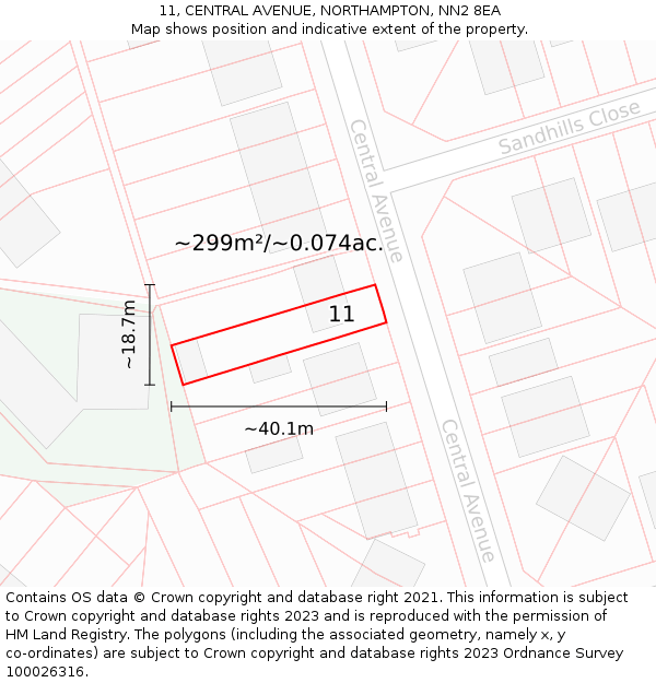 11, CENTRAL AVENUE, NORTHAMPTON, NN2 8EA: Plot and title map