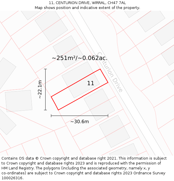 11, CENTURION DRIVE, WIRRAL, CH47 7AL: Plot and title map