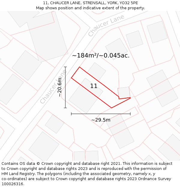 11, CHAUCER LANE, STRENSALL, YORK, YO32 5PE: Plot and title map