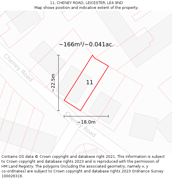 11, CHENEY ROAD, LEICESTER, LE4 9ND: Plot and title map
