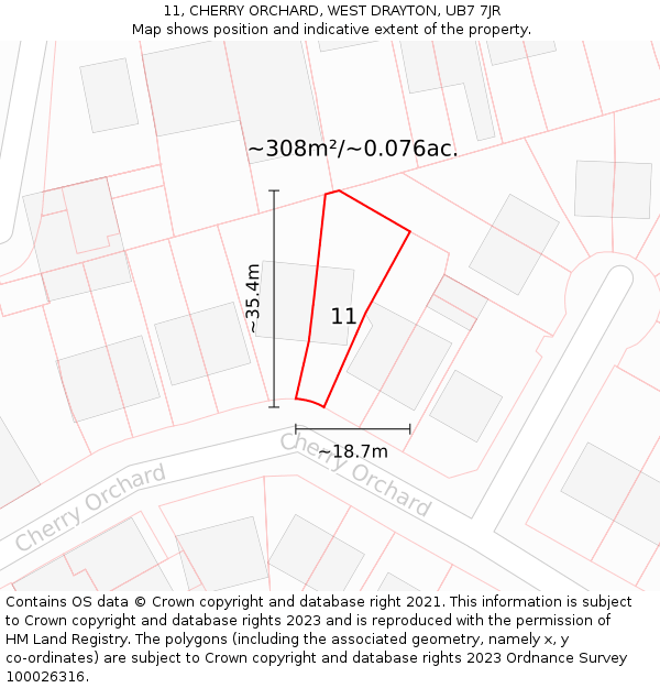 11, CHERRY ORCHARD, WEST DRAYTON, UB7 7JR: Plot and title map