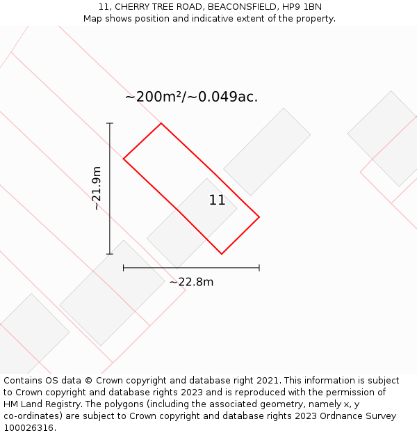 11, CHERRY TREE ROAD, BEACONSFIELD, HP9 1BN: Plot and title map