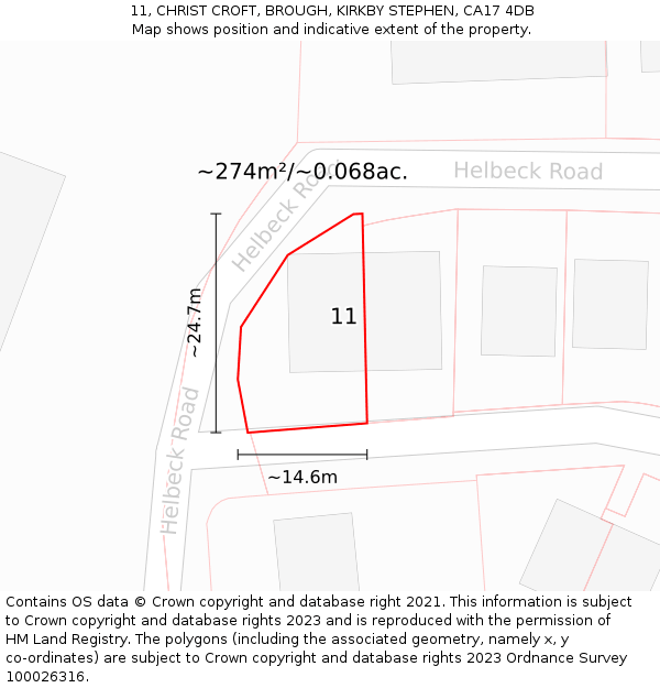 11, CHRIST CROFT, BROUGH, KIRKBY STEPHEN, CA17 4DB: Plot and title map