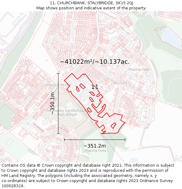 11, CHURCHBANK, STALYBRIDGE, SK15 2QJ: Plot and title map