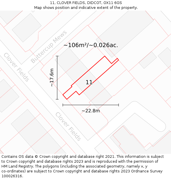 11, CLOVER FIELDS, DIDCOT, OX11 6GS: Plot and title map