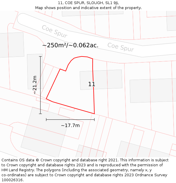 11, COE SPUR, SLOUGH, SL1 9JL: Plot and title map