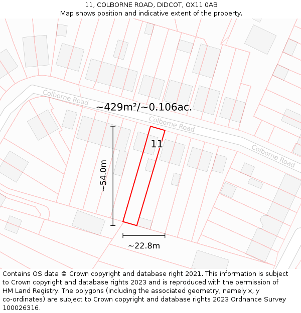 11, COLBORNE ROAD, DIDCOT, OX11 0AB: Plot and title map