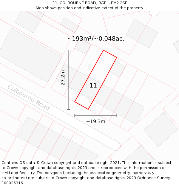 11, COLBOURNE ROAD, BATH, BA2 2SE: Plot and title map