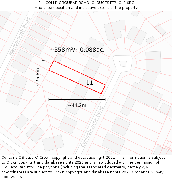 11, COLLINGBOURNE ROAD, GLOUCESTER, GL4 6BG: Plot and title map