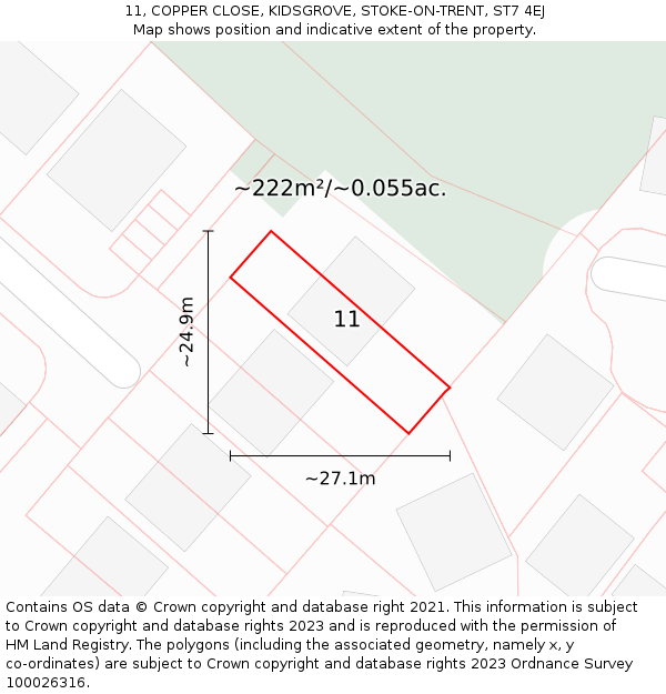 11, COPPER CLOSE, KIDSGROVE, STOKE-ON-TRENT, ST7 4EJ: Plot and title map