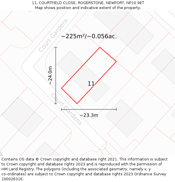 11, COURTFIELD CLOSE, ROGERSTONE, NEWPORT, NP10 9ET: Plot and title map
