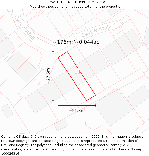 11, CWRT NUTTALL, BUCKLEY, CH7 3DG: Plot and title map
