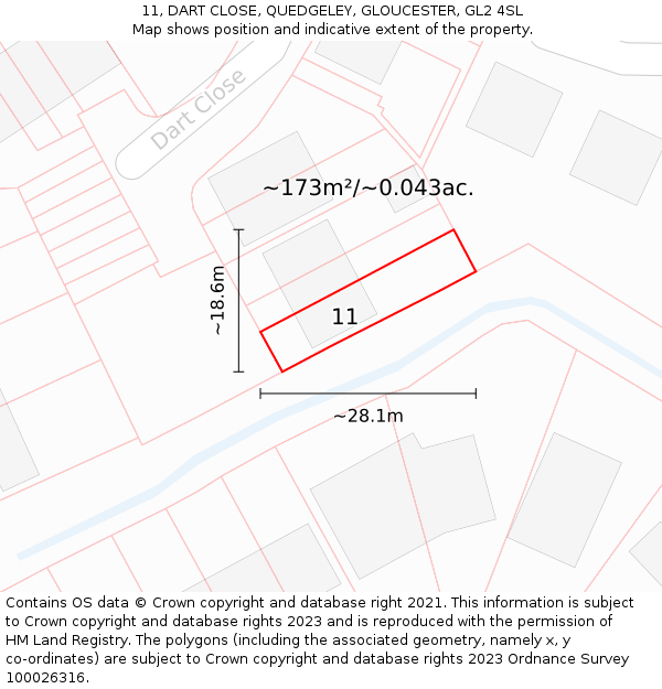 11, DART CLOSE, QUEDGELEY, GLOUCESTER, GL2 4SL: Plot and title map