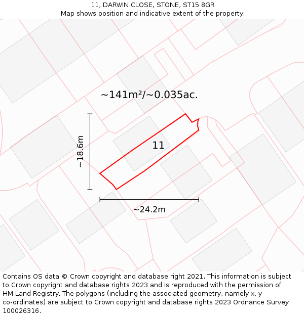 11, DARWIN CLOSE, STONE, ST15 8GR: Plot and title map